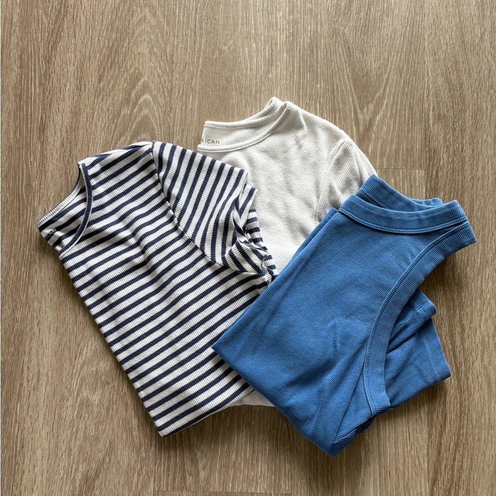 Striped and Solid T-Shirts Set